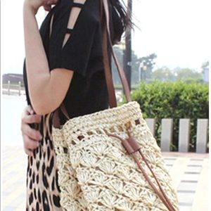 Bucket Bag Straw Summer Drawstring purse